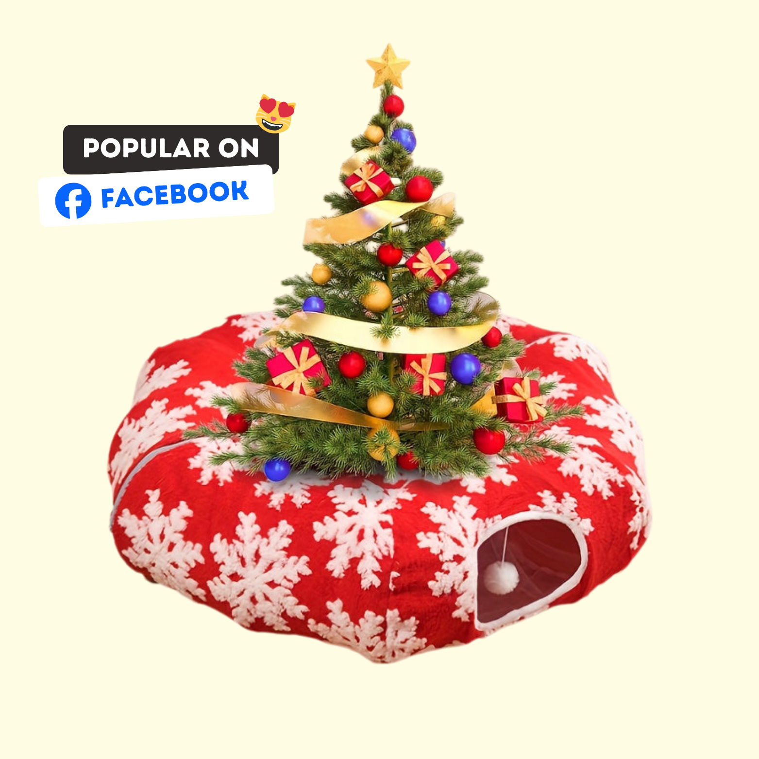 Cama túnel navideña para gatos