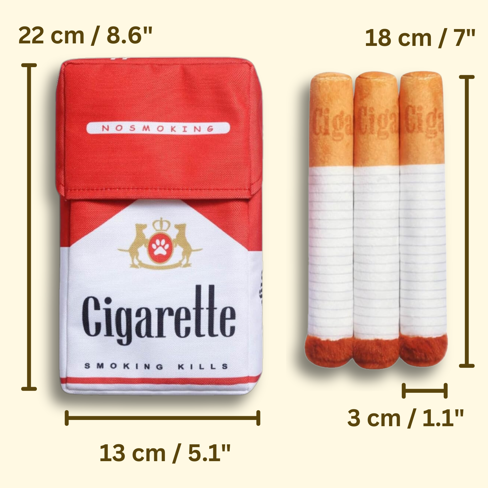 Giocattolo da masticare per cani a forma di sigaretta che emette un suono stridulo