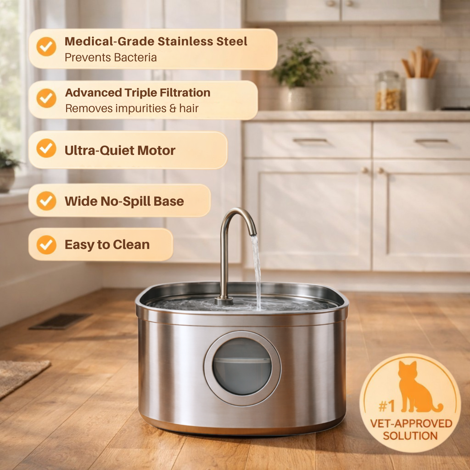 Stainless Steel Cat Water Fountain (3.2L)